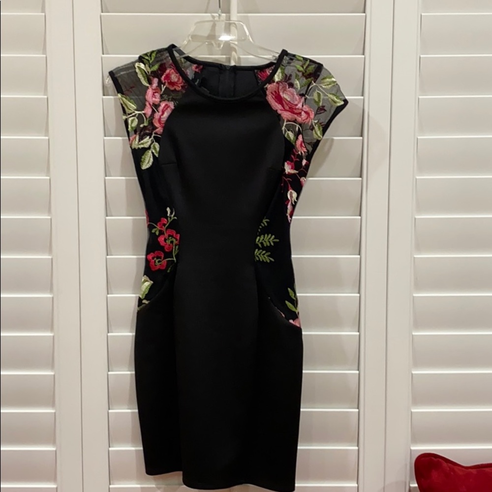 Black dress with rose accents